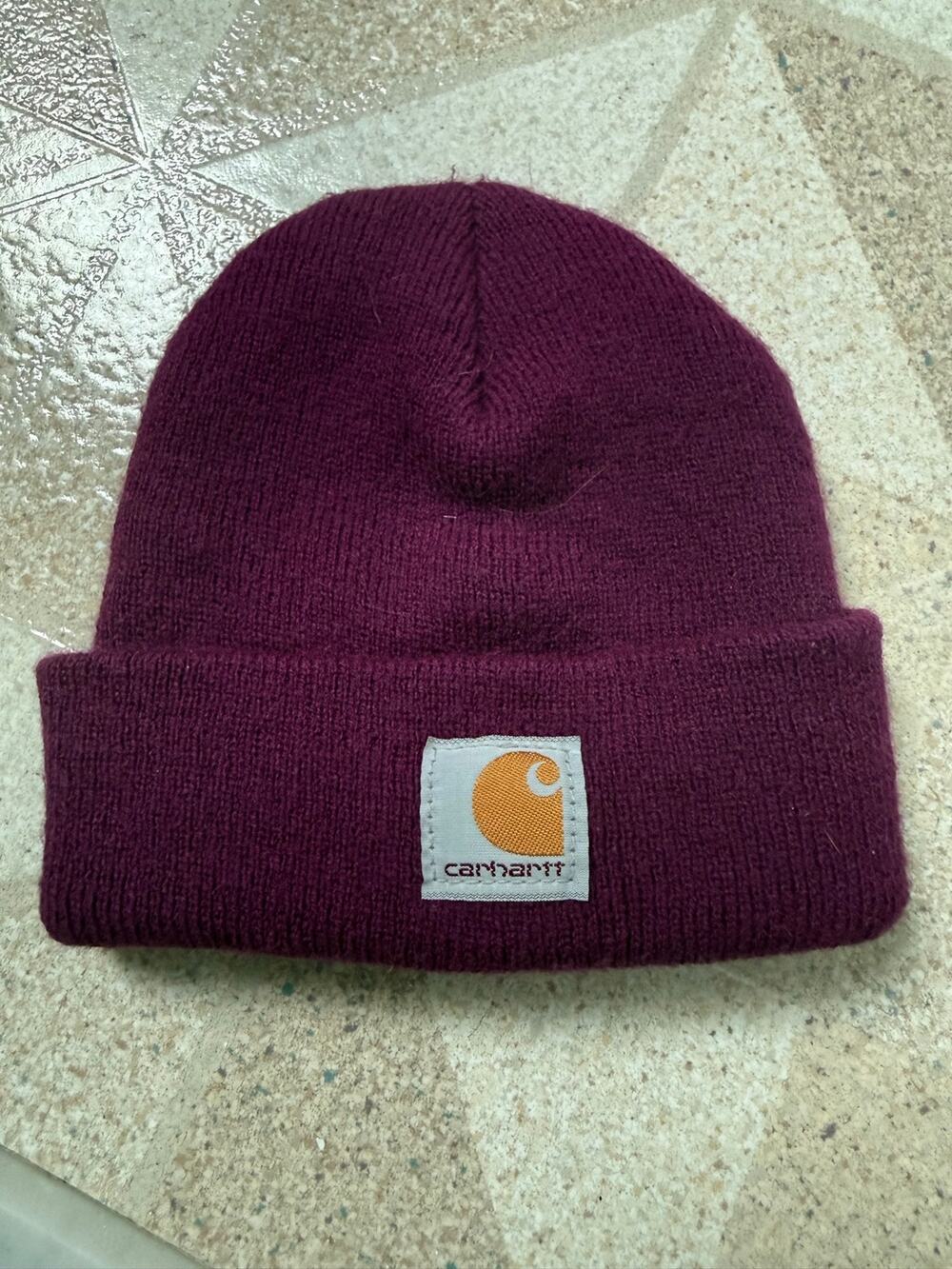 Carhartt Toddler Kids Knit Cuffed Beanie Hat Burgundy Maroon Purple OSFM VGC